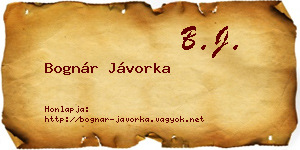 Bognár Jávorka névjegykártya